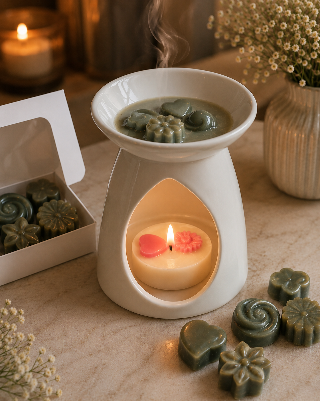 Fawzan Home Fragrance Gift Set  (1 Handmade Scented Candle + 8 Aroma Wax Melts)