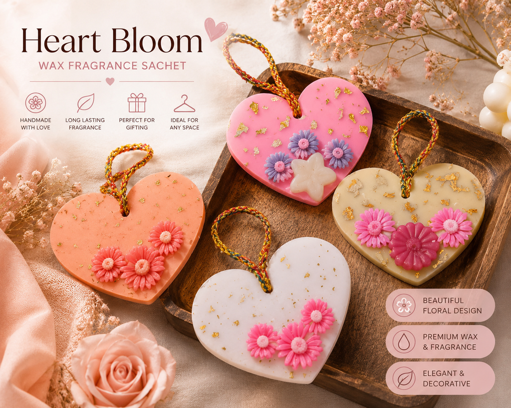Heart Bloom Wax Fragrance Sachet – Hanging Air Freshener
