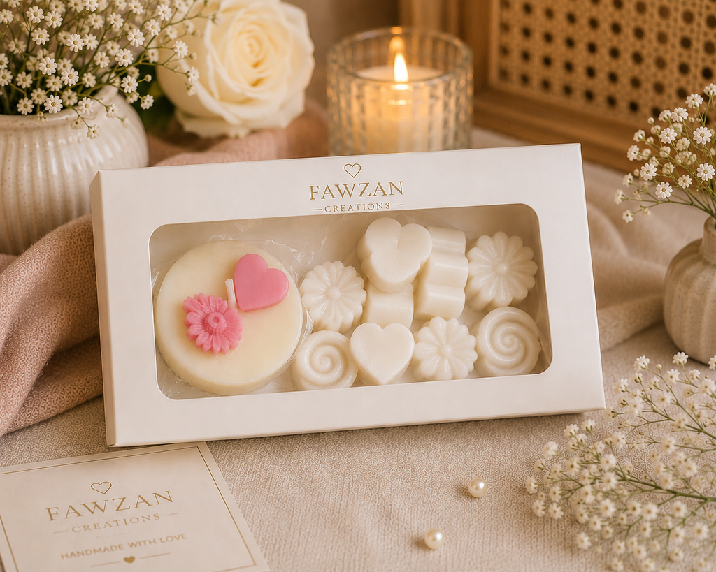 Fawzan Home Fragrance Gift Set  (1 Handmade Scented Candle + 8 Aroma Wax Melts)