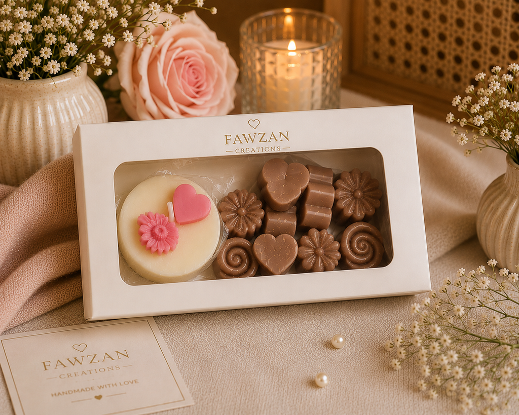 Fawzan Home Fragrance Gift Set  (1 Handmade Scented Candle + 8 Aroma Wax Melts)