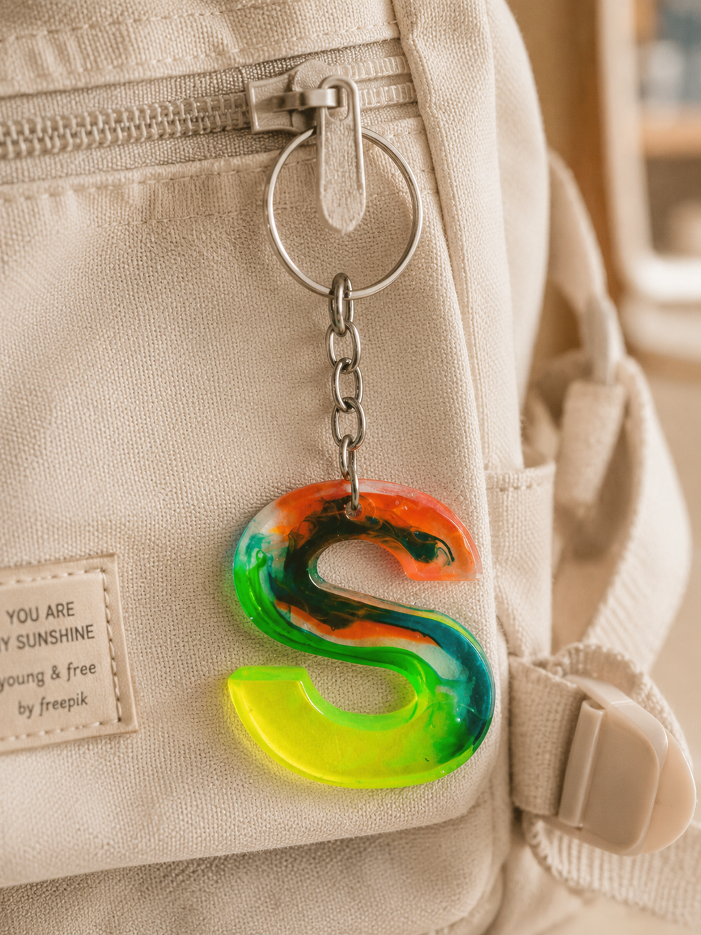 Floral Resin Alphabet Keychain – Personalized Initial Charm with Real Dried Flowers
