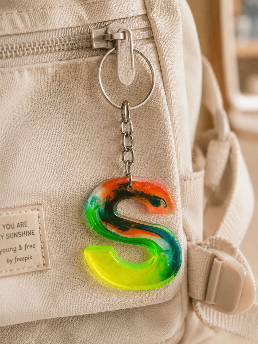 Floral Resin Alphabet Keychain – Personalized Initial Charm with Real Dried Flowers