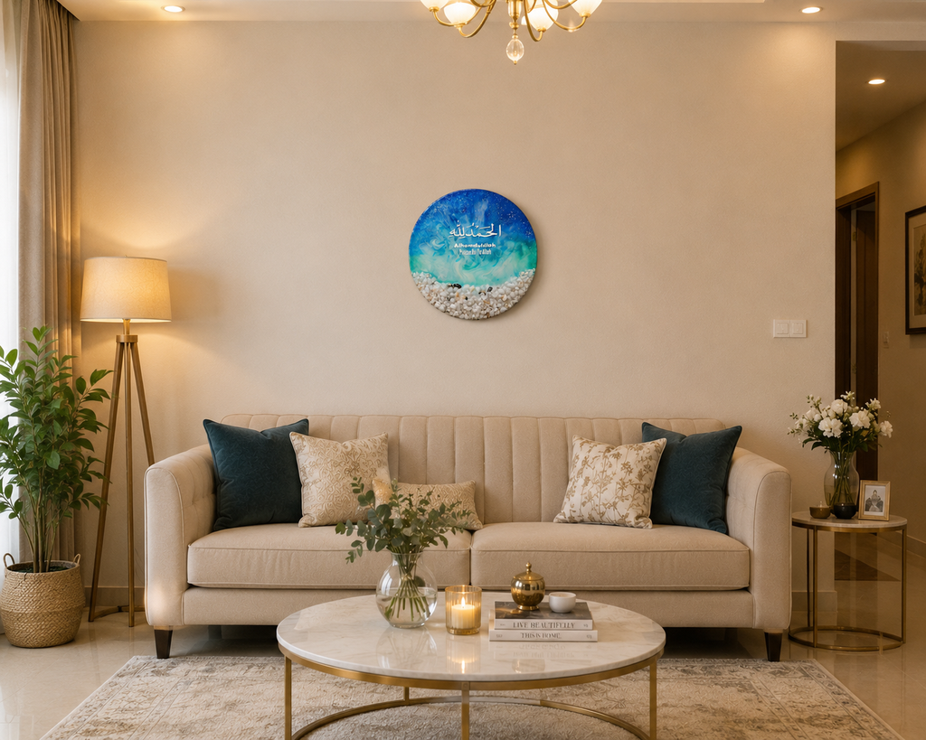 Alhamdulillah Resin Wall Art – Islamic Handmade Decorative Wall Hanging