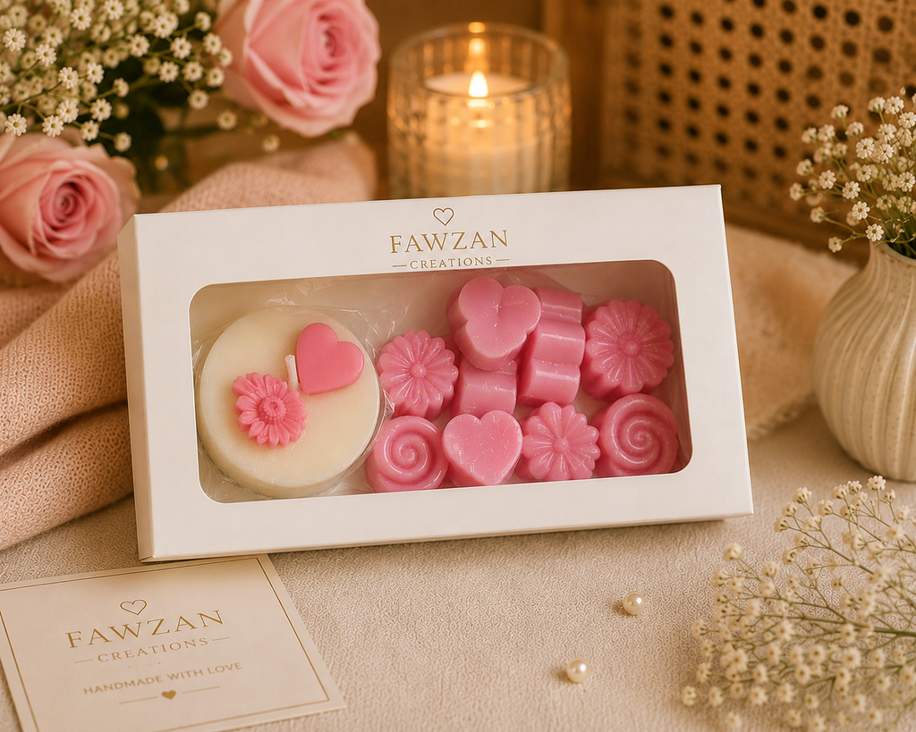 Fawzan Home Fragrance Gift Set  (1 Handmade Scented Candle + 8 Aroma Wax Melts)